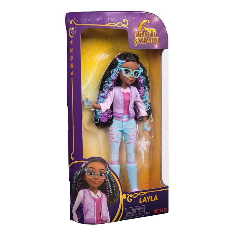 VEĽKÁ BÁBIKA LAYLA Z AKADÉMIE JEDNOROŽCA 24 CM + PRÍSLUŠENSTVO Z AKADÉMIE JEDNOROŽCA